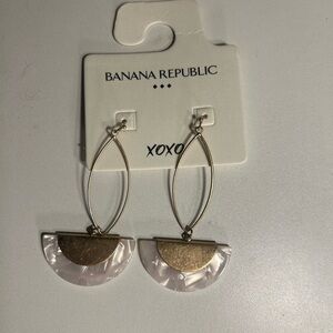 Banana Republic Gold and Cream Half-Moon Earrings